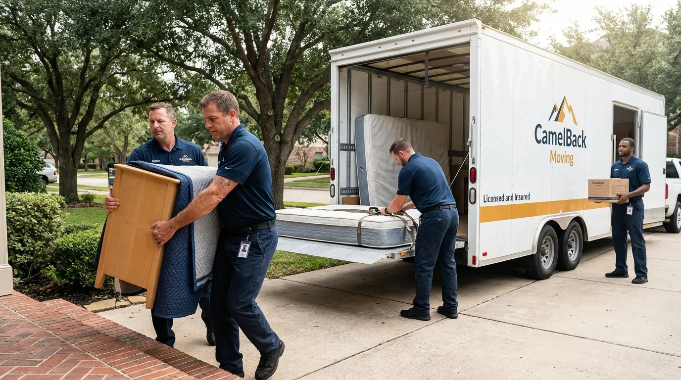 Crew loading residential truck for cross-state move from Sparta, IL