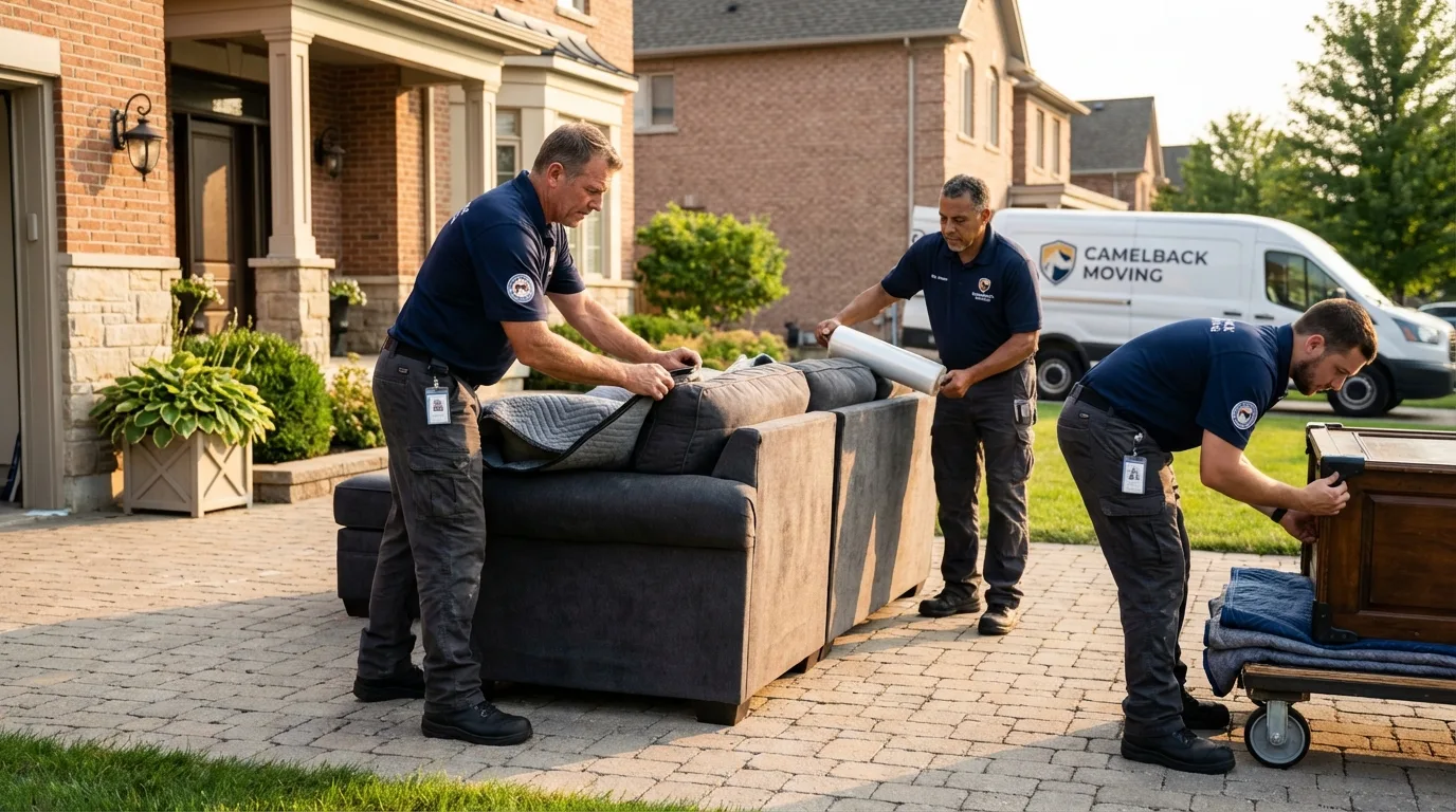 Large estate moving crew wrapping furniture in Sparta, IL